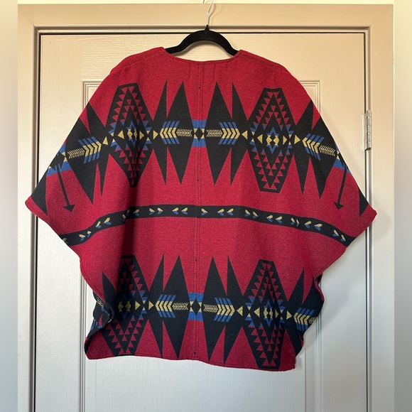 Silverado Vintage Southwest Poncho Top Made in USA (Red/Black/Blue) - Picture 8 of 16
